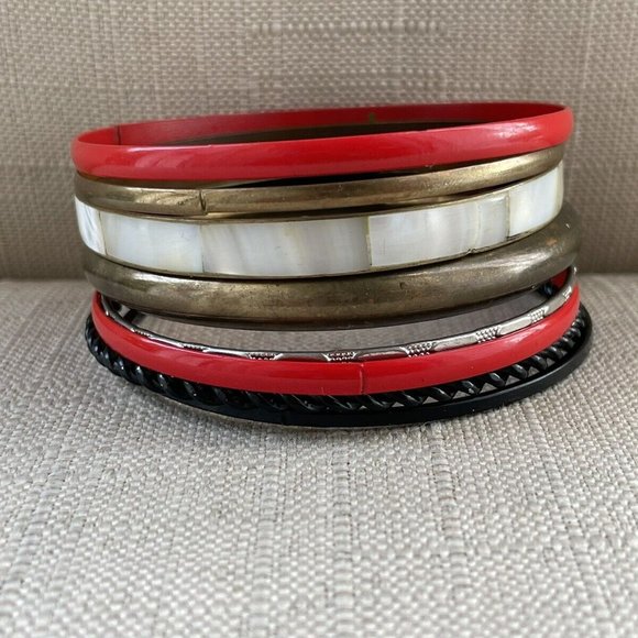 Women Bangles Multi Color Bracelet Fashion Wristband Jewelry Set Of 9 Bangles - Picture 9 of 12